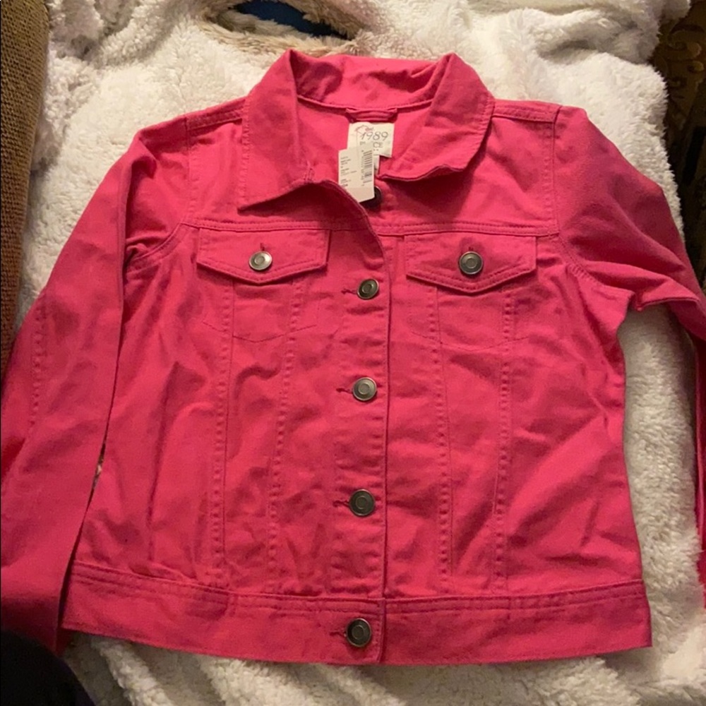 Pink denim jacket